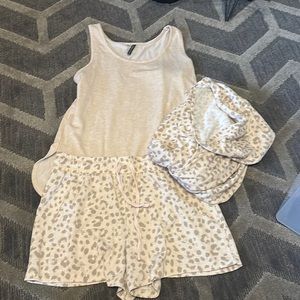 PJ set. Includes tank top, shorts, jacket with hood